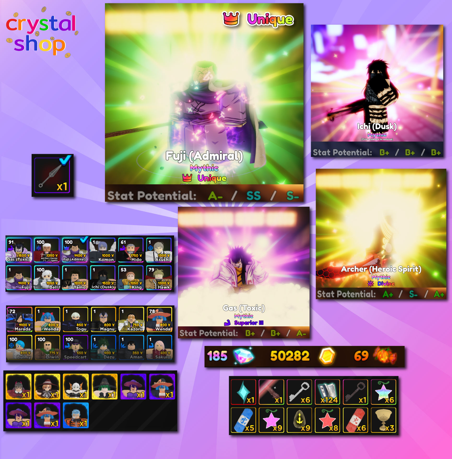 [Anime Adventures/AA] Lv.51 | **ยูนีค** Fuji 1SS | Archer(Divine)+Gas(Sup3)+Hido(Sup3)+Komon | ไอดีสะอาด!